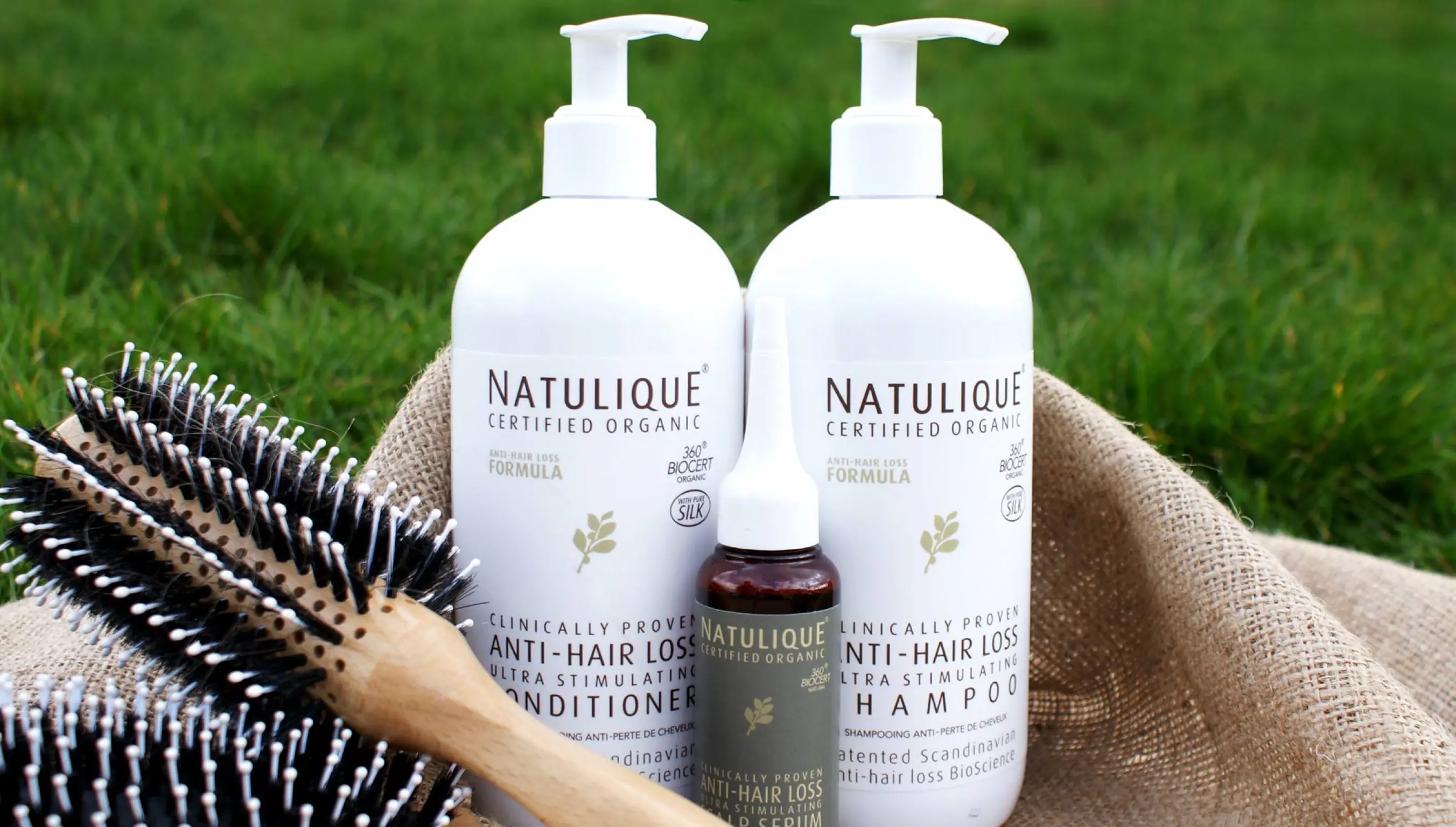 Organic hair care products arranged for the Natural Foundations course